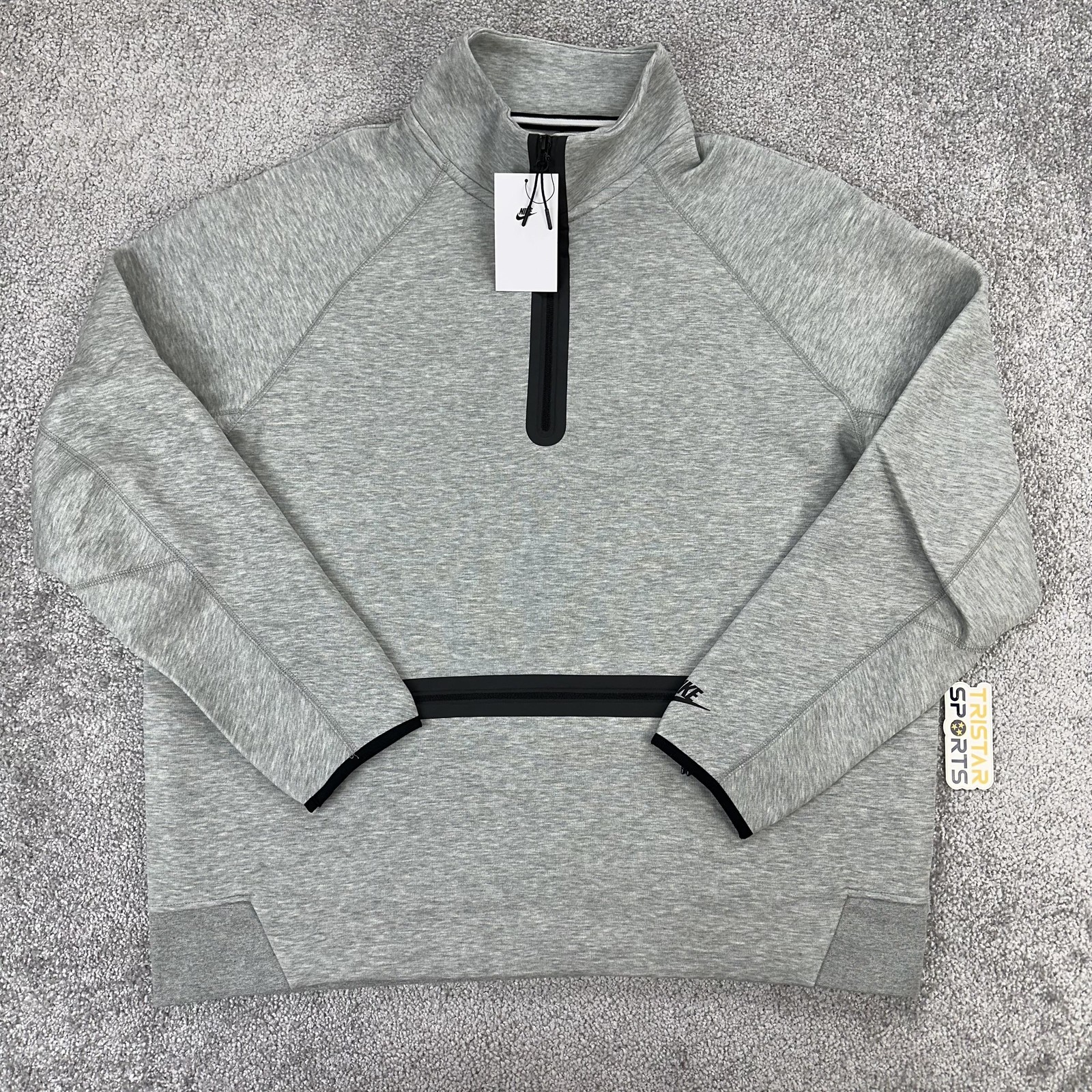 Nike Tech Fleece Sweatshirt Mens 2XL Gray 1/2 Zip Pullover Pockets FB7998-063