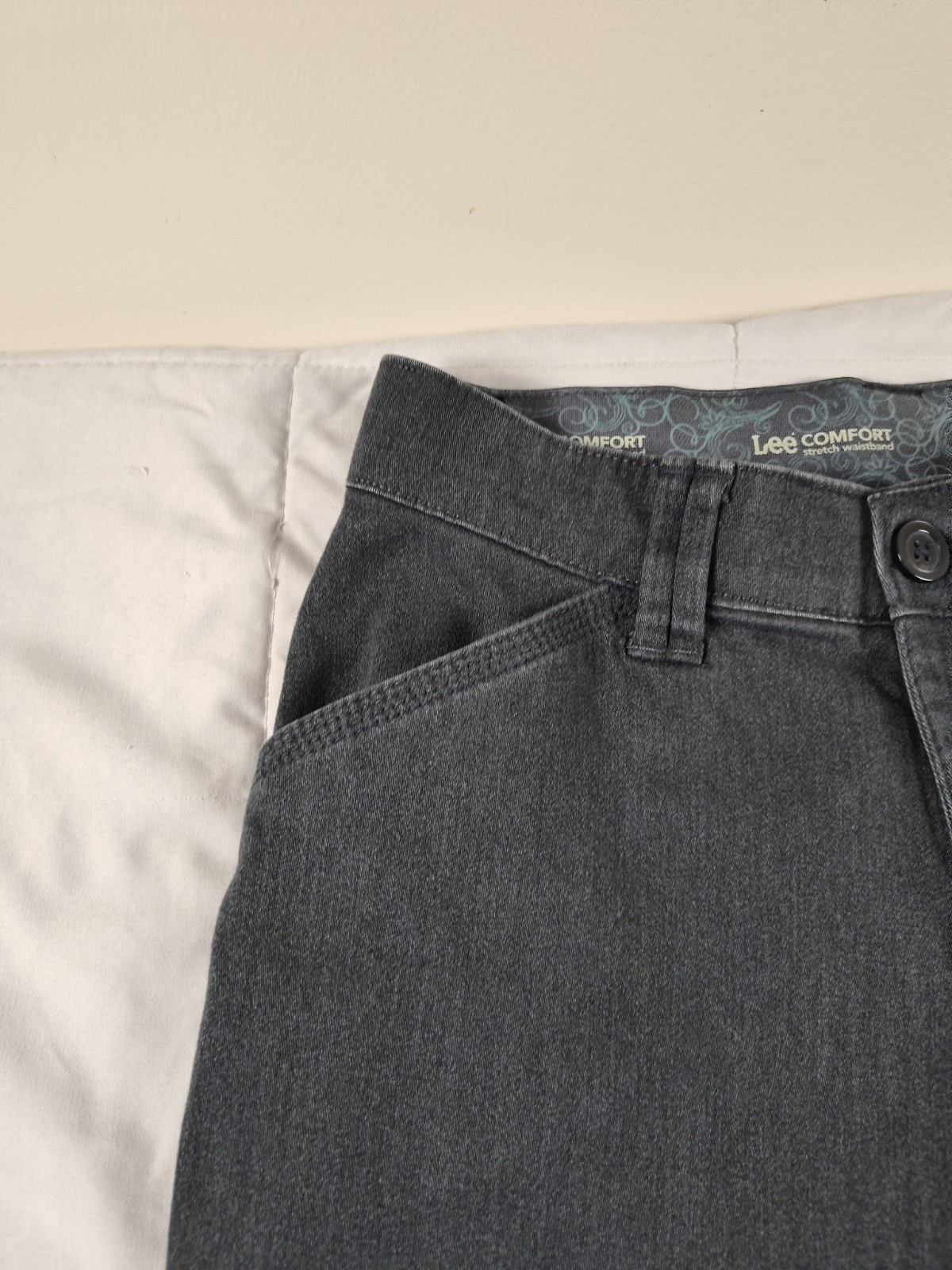 Lee Comfort Waistband Stretch Jeans Womens 4P Petite Blue Mid Rise Straight Leg