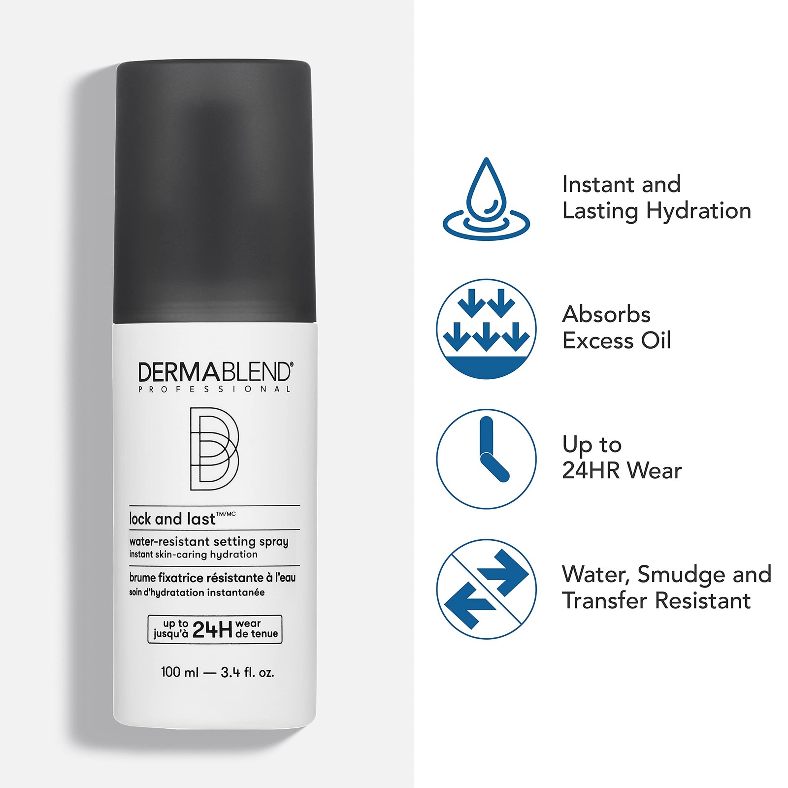 Dermablend Lock and Last Water-Resistant Setting Spray, Finishing Spray for M…