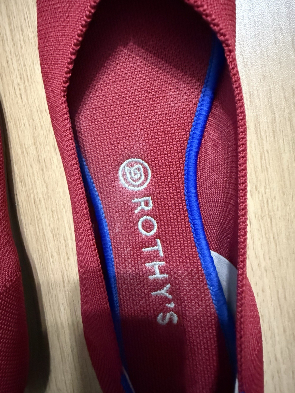 Rothy’s Red Knit Ballet Flats Blue Trim Slip-On Women’s US 9.5 EU 40 UK 7