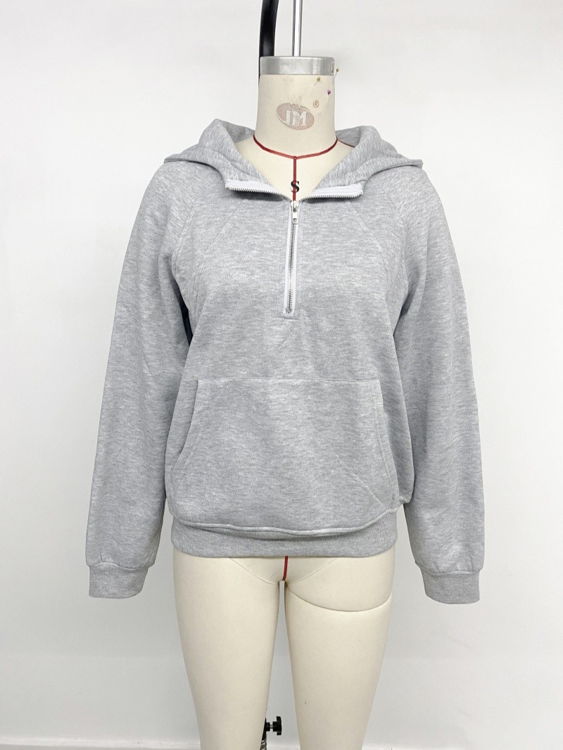 Women’s Long Sleeve Hooded Solid Color Pullover Sweatshirt for Autumn and Winter