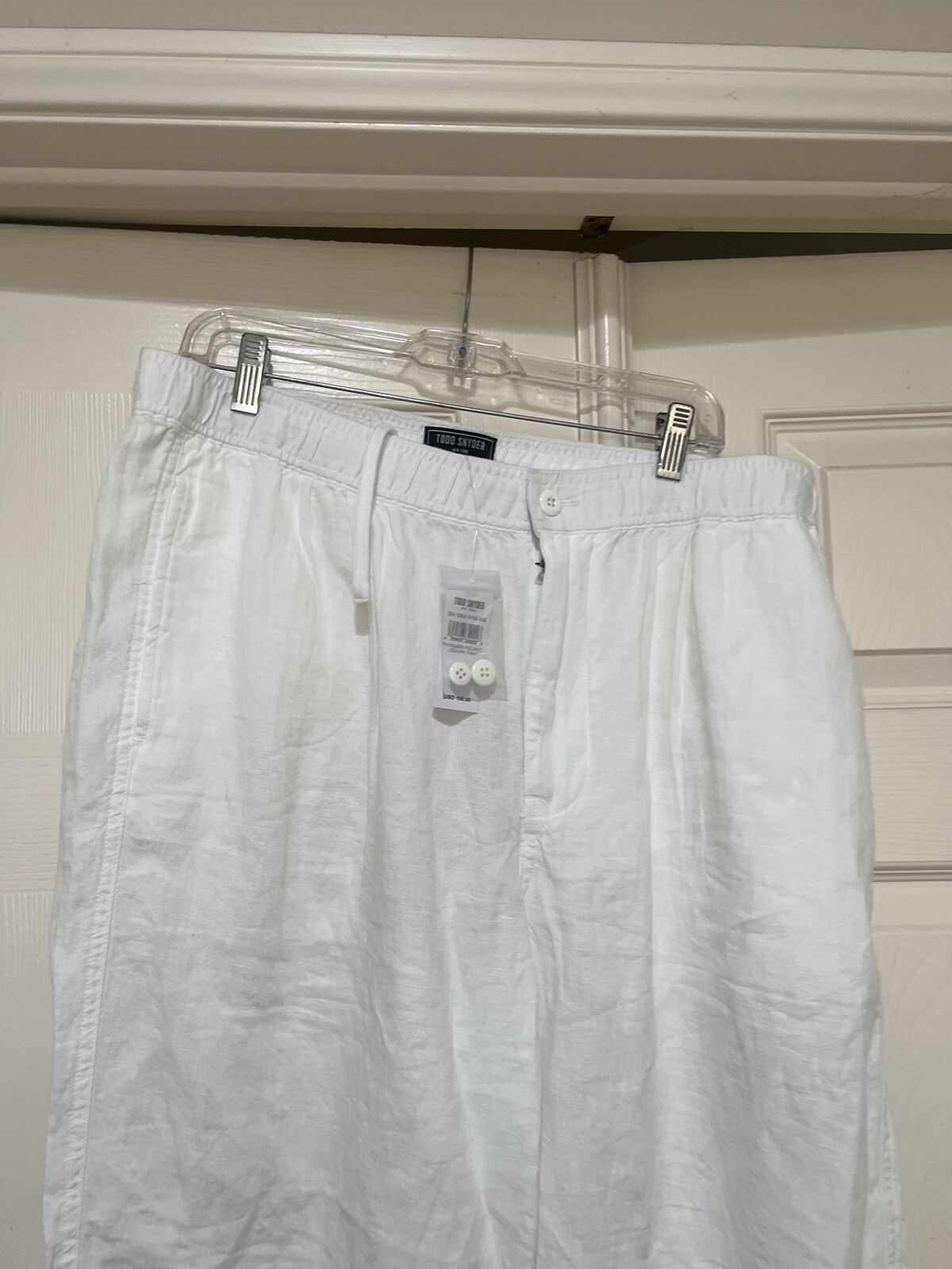 Todd Snyder Italian Linen Men’s Relaxed Leisure Beach Lagenlook White Pants XL