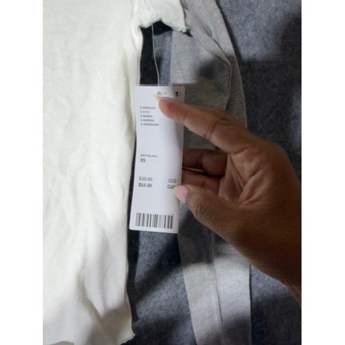 BDG Urban Outfitters White Grey Layered Long Sleeve Tee XS Y2K AestheticNew