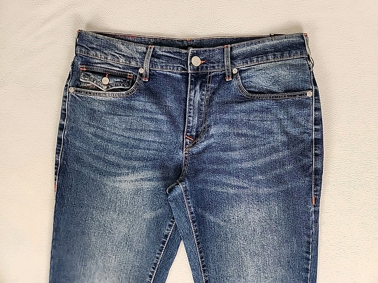 True Religion Geno Relaxed Slim Straight Leg Denim Jeans 33X32 Men’s Blue Flap