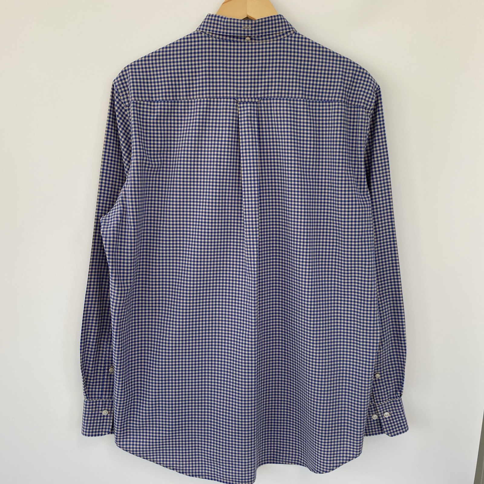 GANT Shirt Mens Large Blue Check Long Sleeve The Broadcloth Gingham Logo Cotton