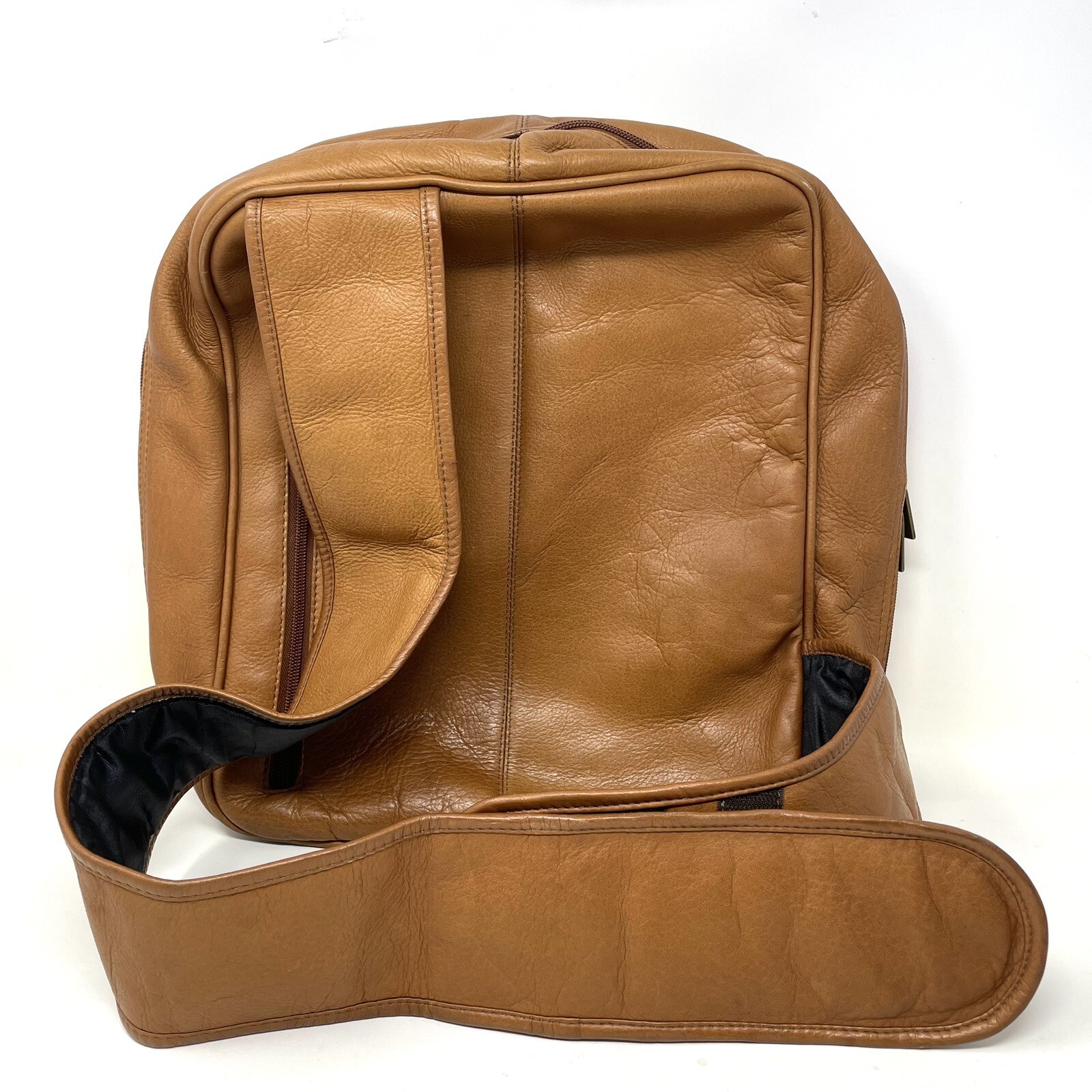 Le Donne Leather Bag Messenger Backpack Laptop Brown Caramel