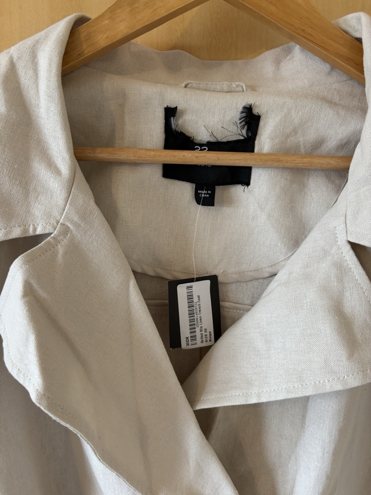 Dorothy Perkins Linen Blend Duster / Trench Coat – Size 22 – BNWT