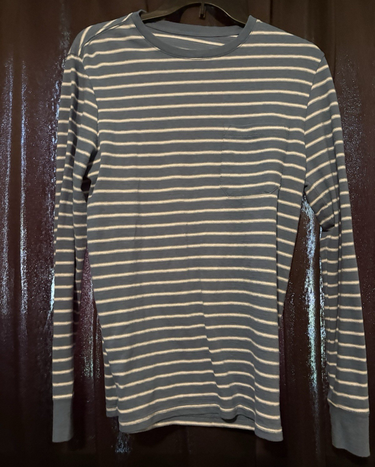 Goodfellow Men’s Blue/White Striped Long Sleeve Crew Neck Knit T-Shirt S