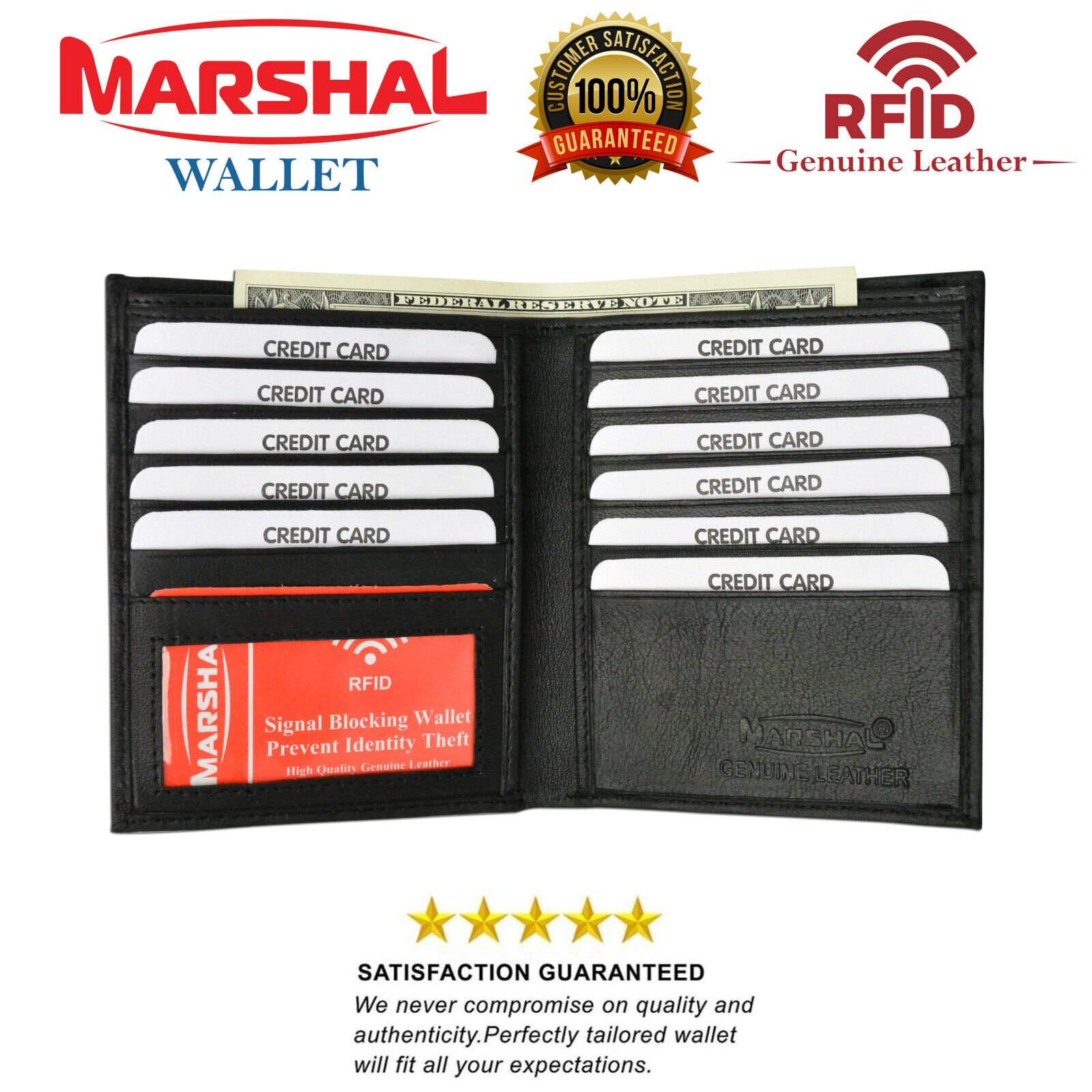 Men’s Genuine Leather Bifold Wallet Slim Hipster Cowhide Credit Card New RFID