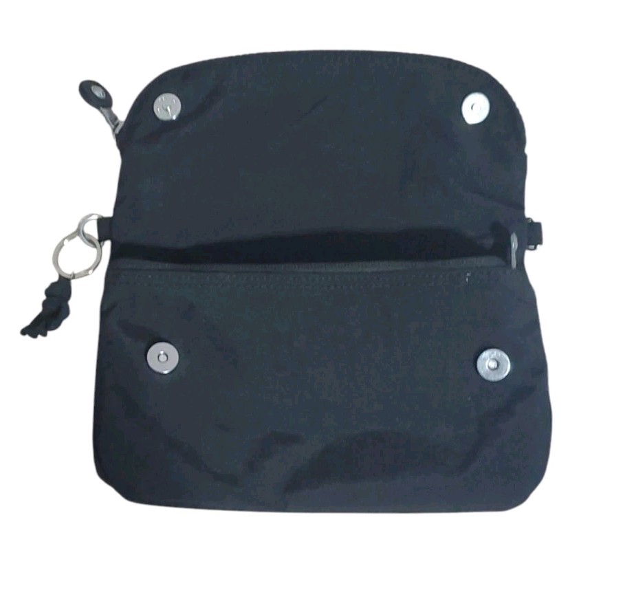 Kipling Crossbody Bag Small Black Fold Over w Gorilla ID/Card Slots Adj Strap