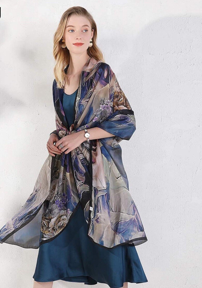 Luxurious Extra Large 100% Silk Scarf-98in x43in