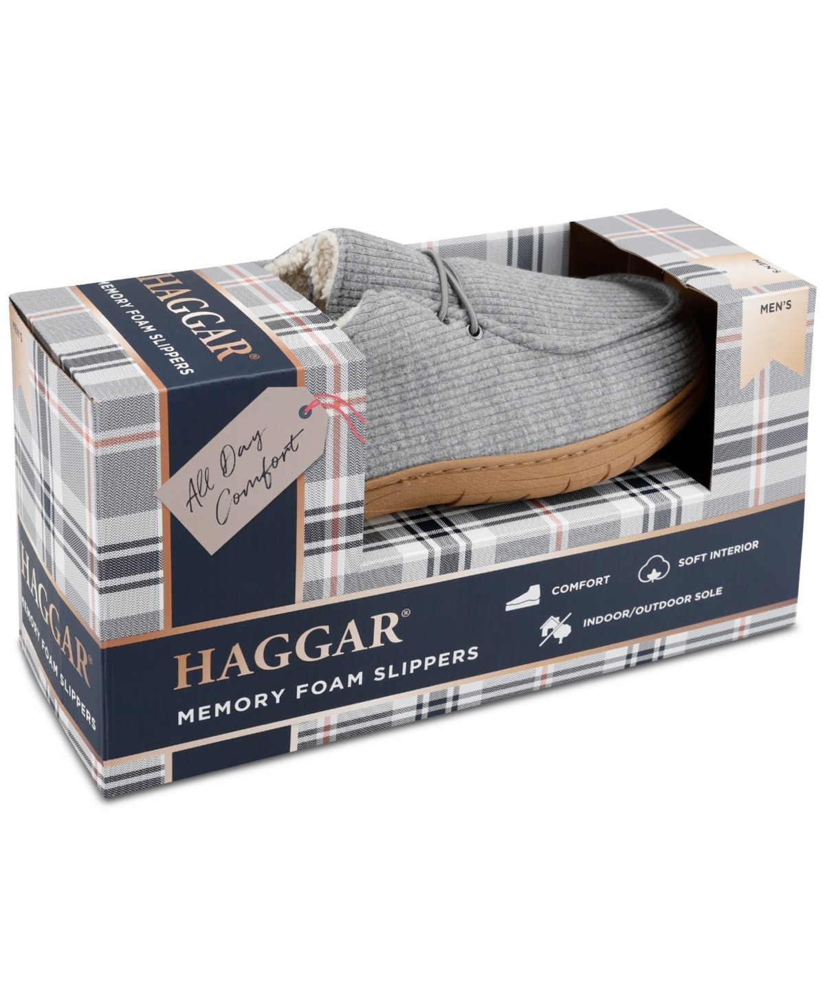 Haggar Men’s Ribbed Fabric Chukka Boot Indoor/Outdoor House Slipper Grey Large