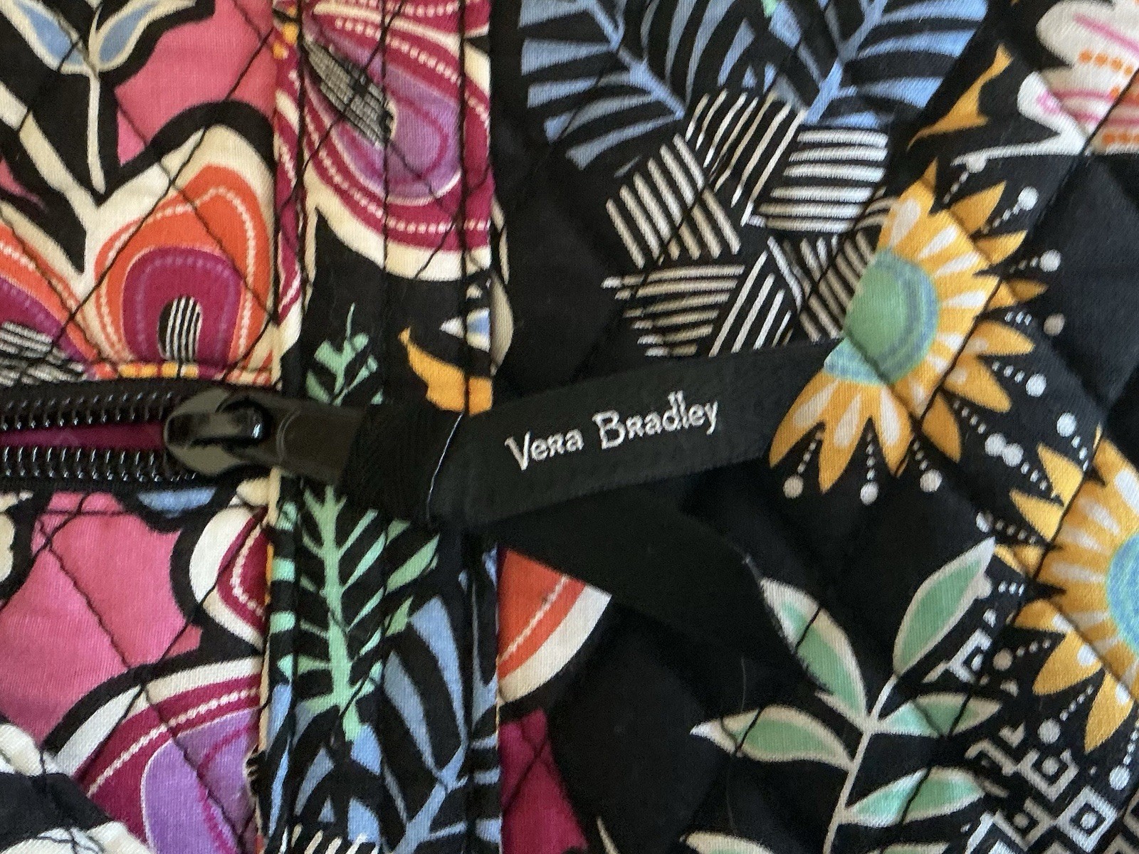 Vera Bradley Multicolor Floral Tote Bag, Quilted/Puffer, Zip, Double Handles