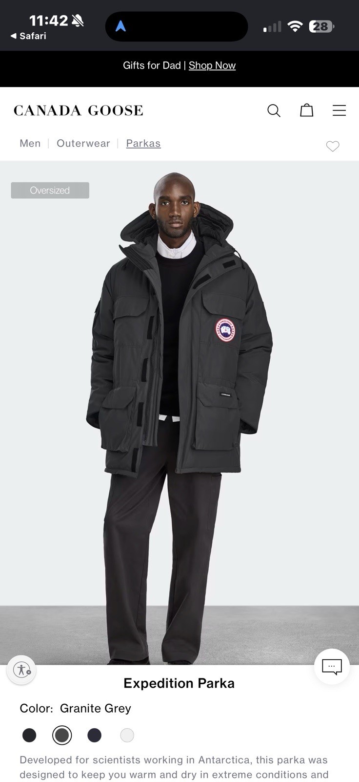 Brand New Men’s Canada Goose Expedition Parka In Granite Grey Size XL NWT