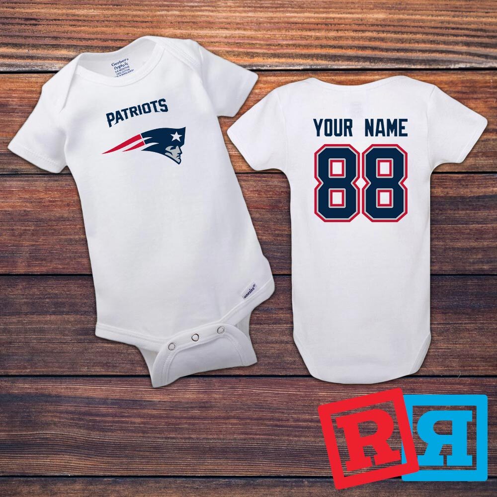 Personalized New England Patriots Gerber Baby Onesie® Cotton Custom Bodysuit