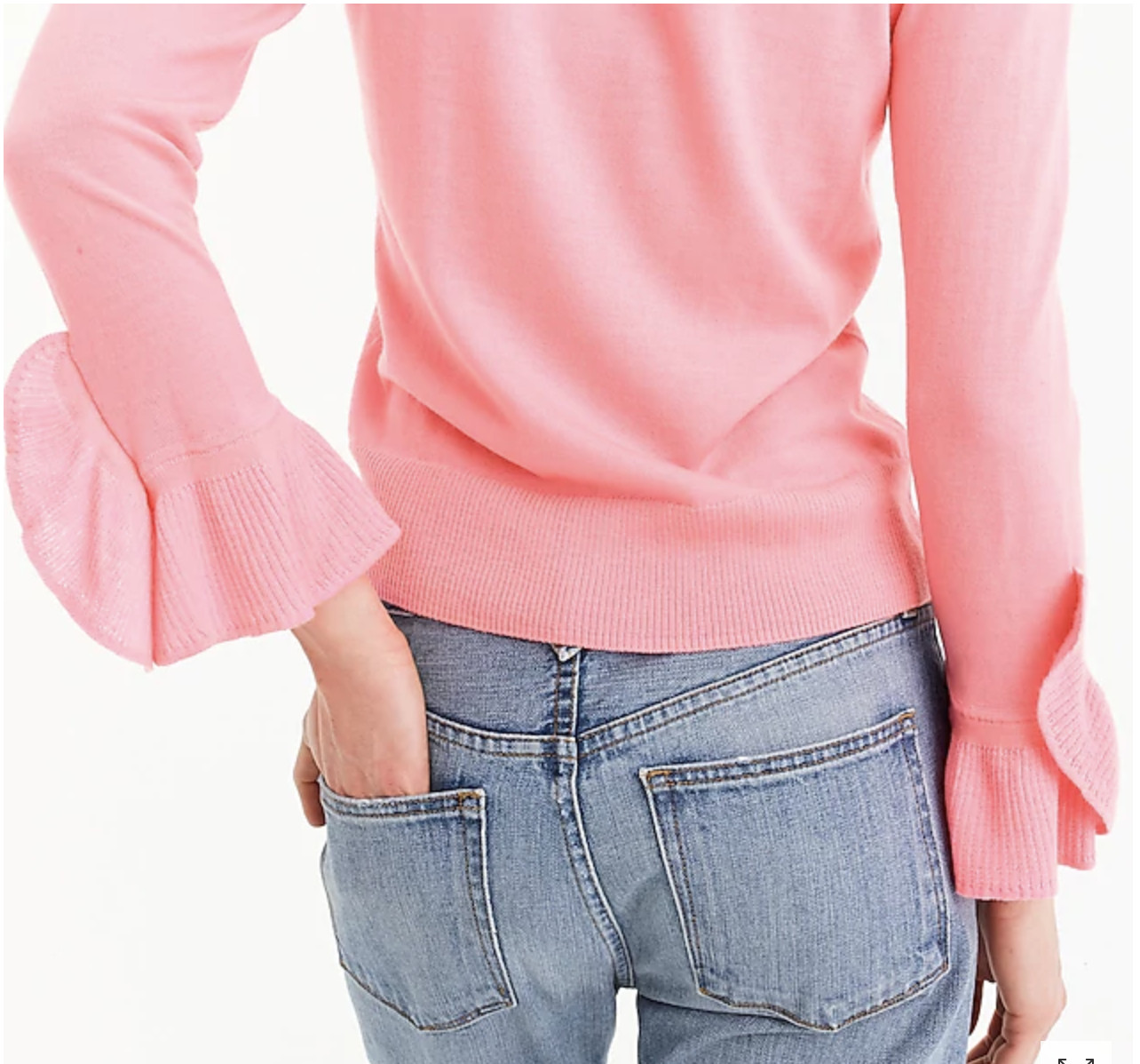 J.Crew Merino wool crewneck with ruffle sleeves sweater-H7721-XXS, XS, S, M,L,XL
