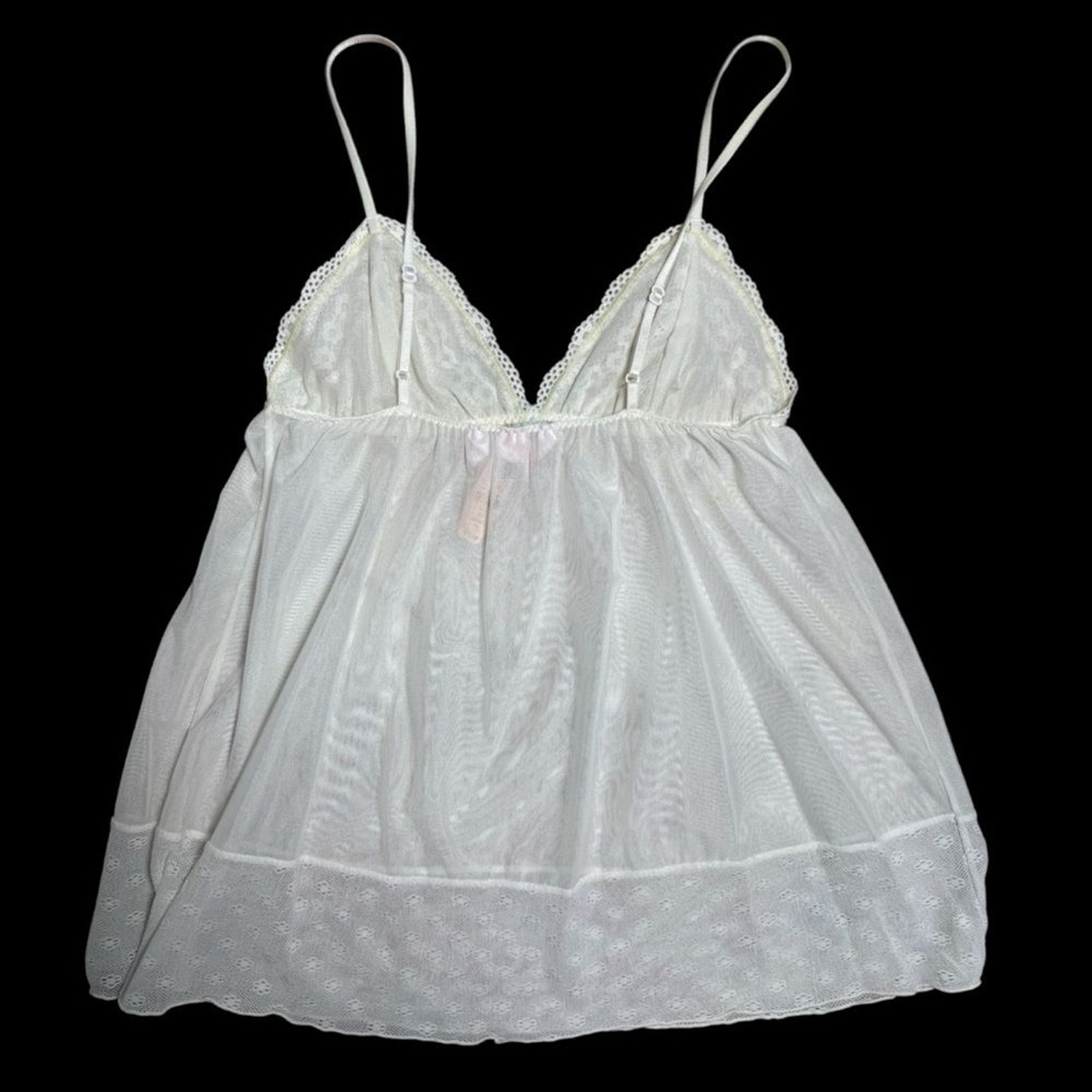 Victoria’s Secret Angel Babydoll Chemise White Sheer Lace Y2K Bridal Top Women S
