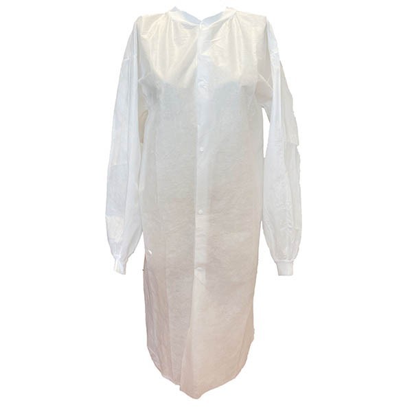 Disposable Lab Coat Knit Collar & Cuff, No Pocket, White, S/M/L/XL/2X/3X/4X