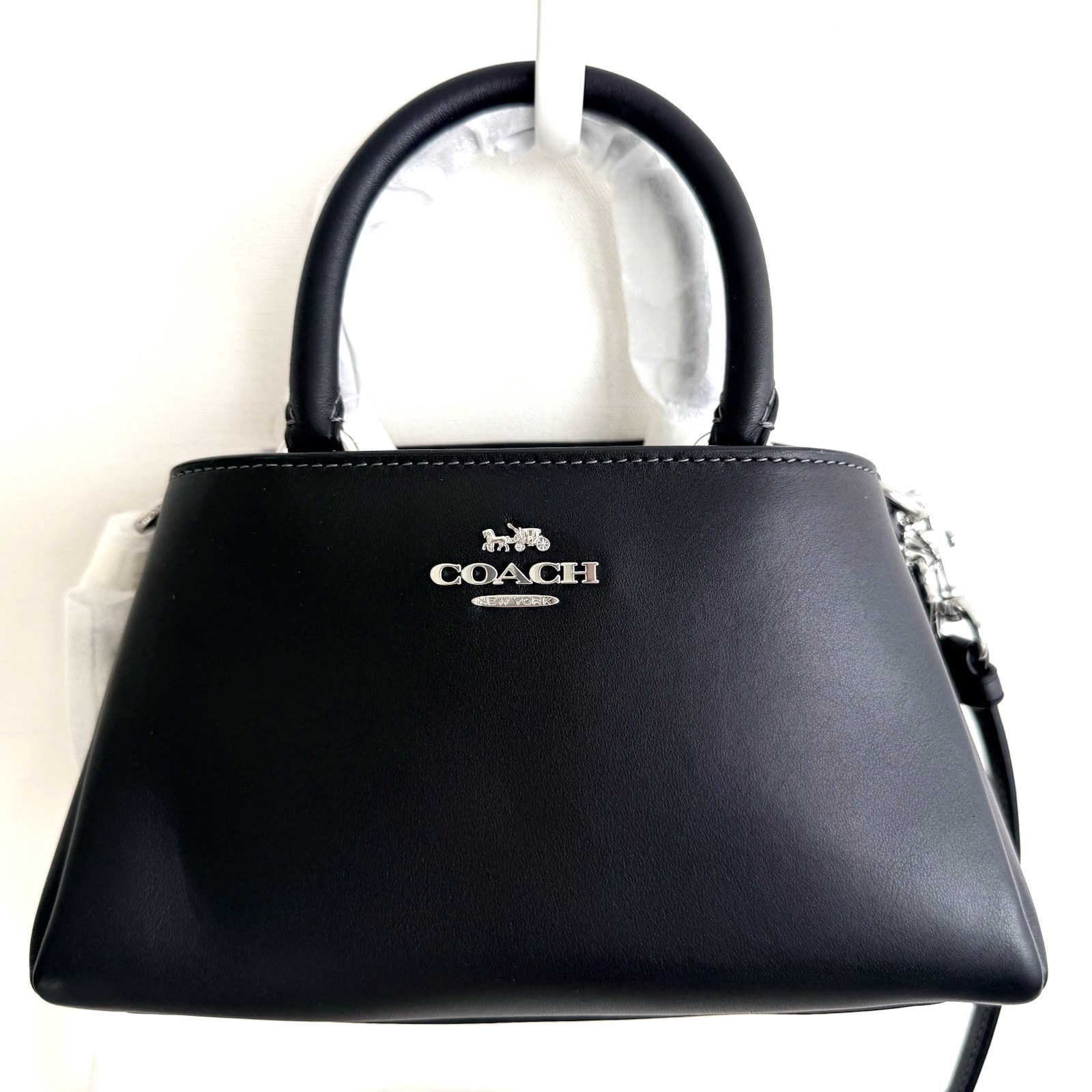 NWT Coach Zuri Top Handle Smooth Black Leather CM186 Crossbody Bag Purse Satchel