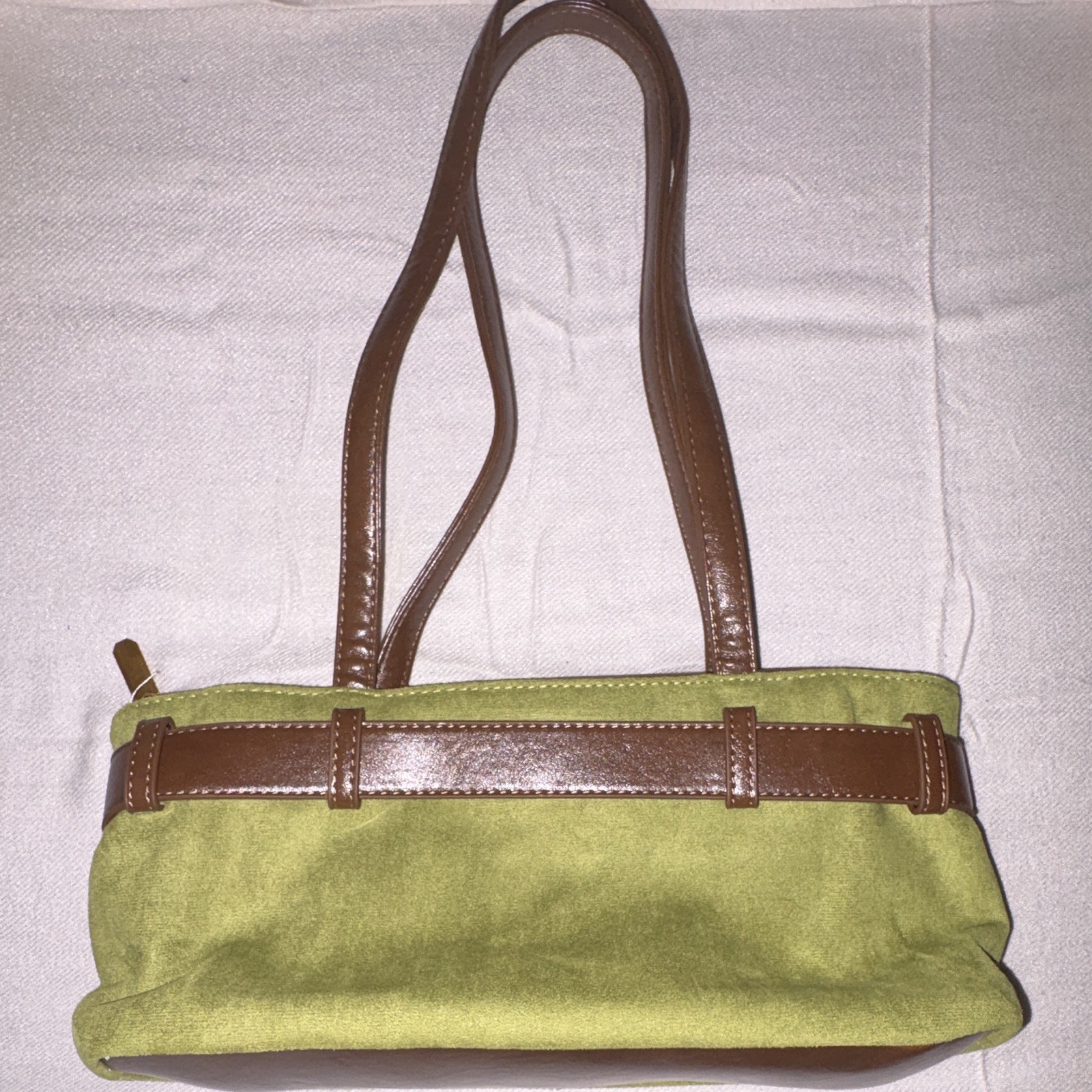 SHEIN Women’s Green/Brown Solid Shoulder Bag Zip Top Buckle, Gold, Pockets