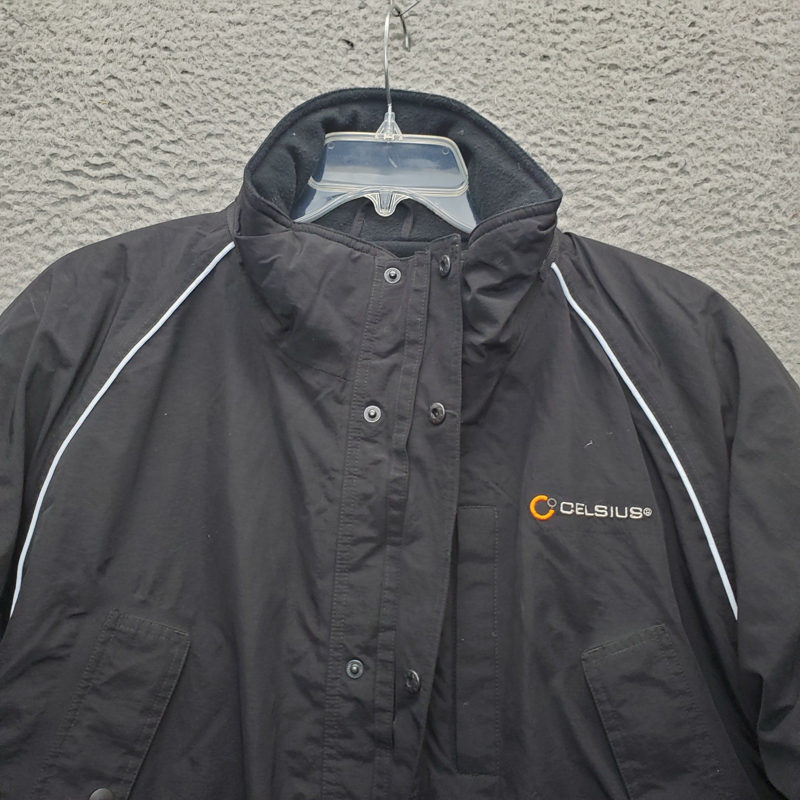 Celsius Cold-Weather Jacket Men L Black Fleece Lined Elastic Back Utility Pocket