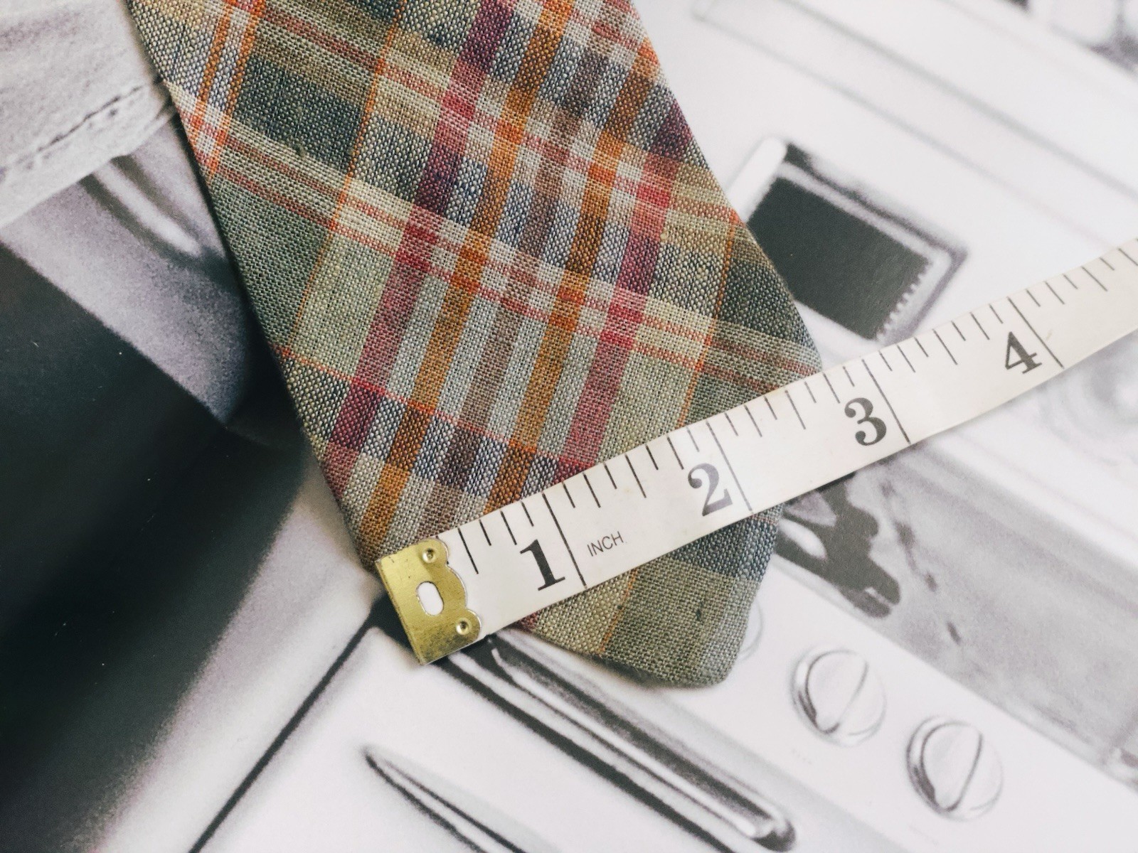 POLO RALPH LAUREN Vintage Made In USA Summer Plaid 100% Linen Slim Tie NOS