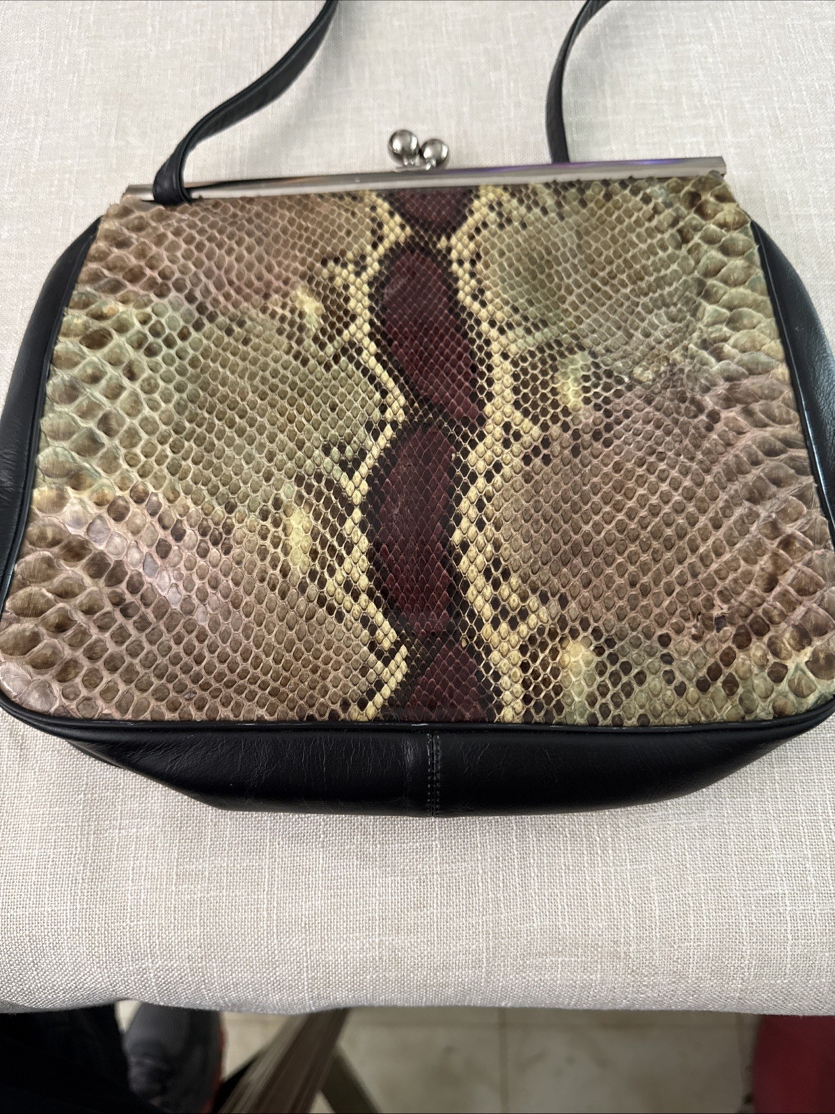 Python Crossbody Handbag Vintage Genuine Snakeskin Natural Leather Purse