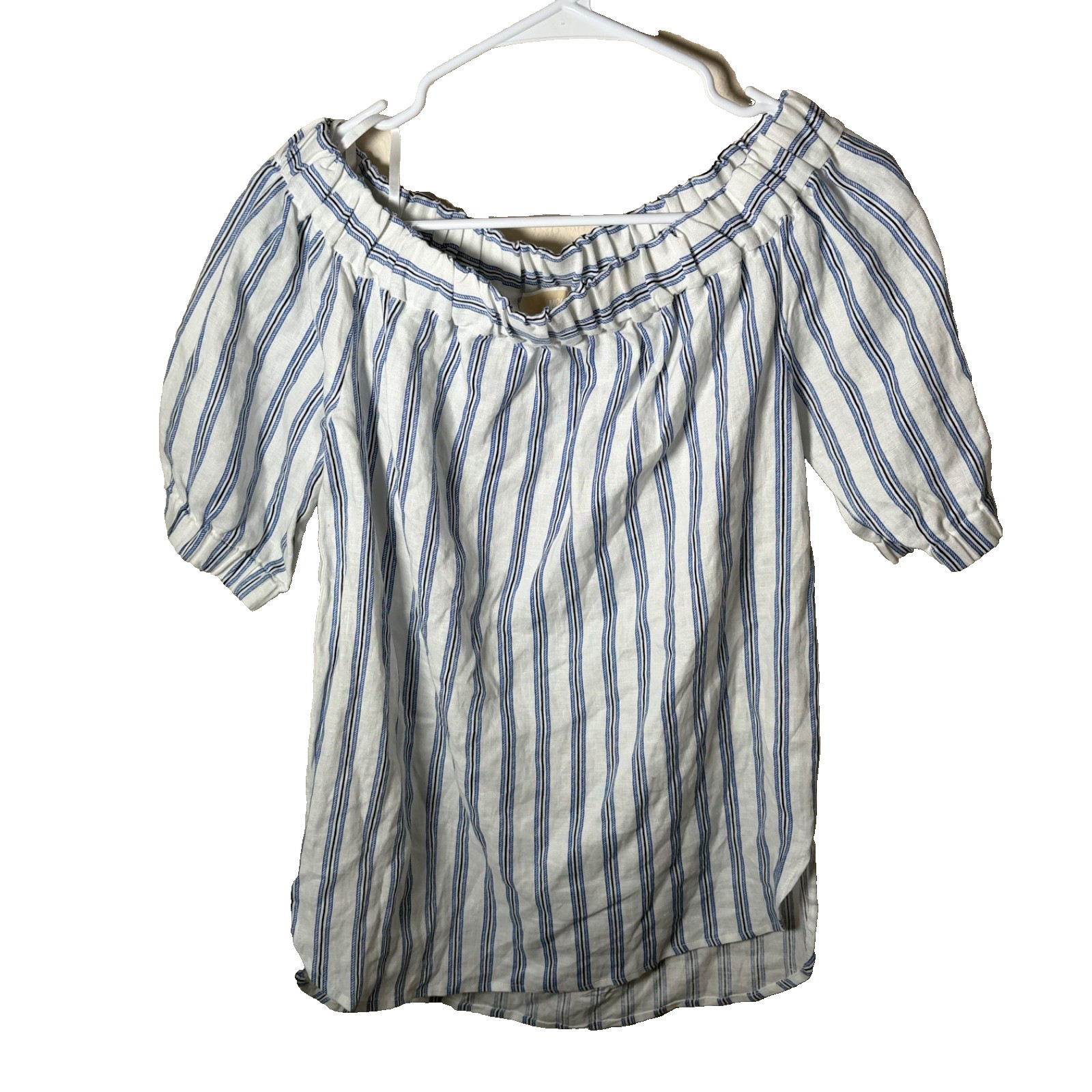 Michael Kors Blouse Women’s XS Striped Off The Shoulder Linen Nautical Top