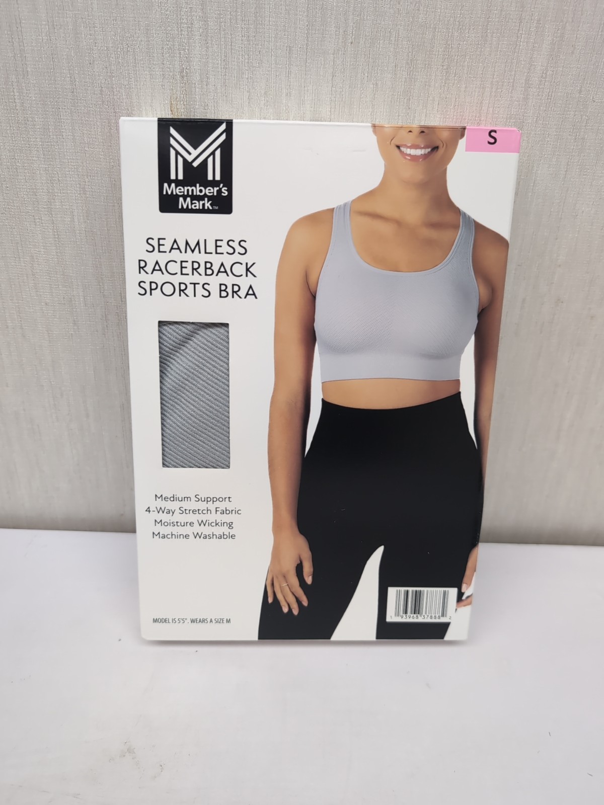 Member’s Mark Women Seamless Racerback Medium Support Sports Bra Silver Sz Sm L4