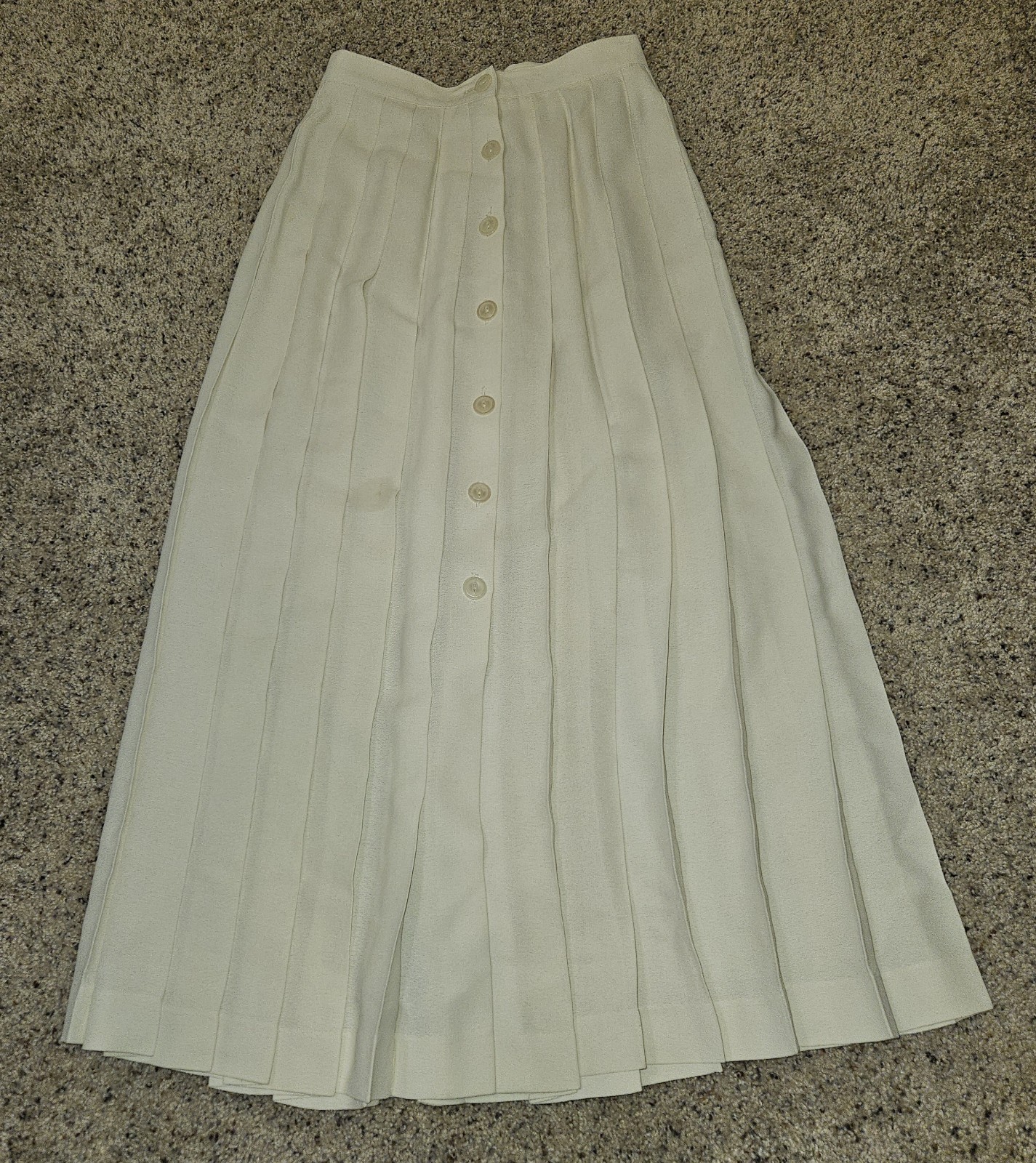 Anne Klein II Beige Solid Pleated Button-Front Midi Skirt Women’s Size 8