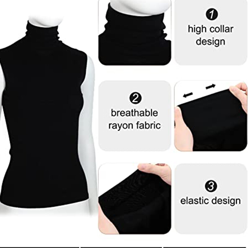Men Mock Neck Shirt Casual Turtleneck Pullover Sleeveless Slim Fit Tops Stretch