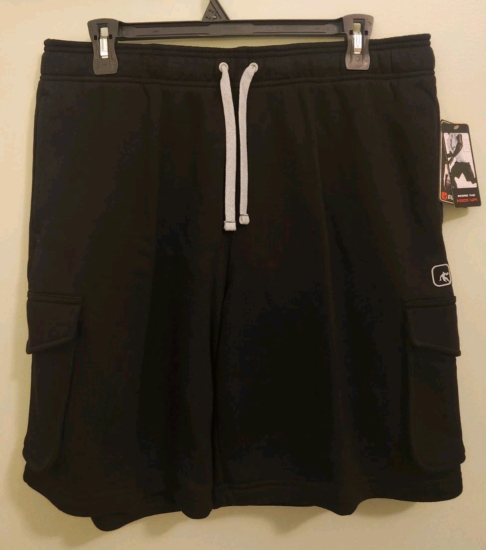 AND1 Men’s Ultimate Fleece Cargo Basketball Shorts 10″ Inseam BLACK #10725