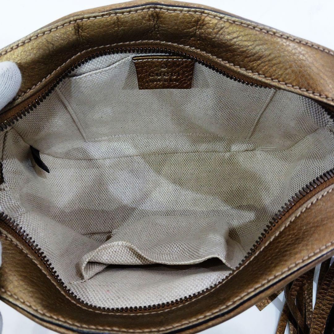 GUCCI Soho Small Disco Shoulder Bag Gold Leather W7.9xH6.1 in. Strap: 52.8″