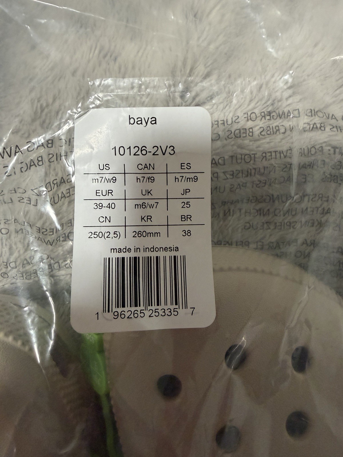 Crocs Adult Baya Clogs Cobblestone Beige Women’s US Size W/9 M/7 New With Tags