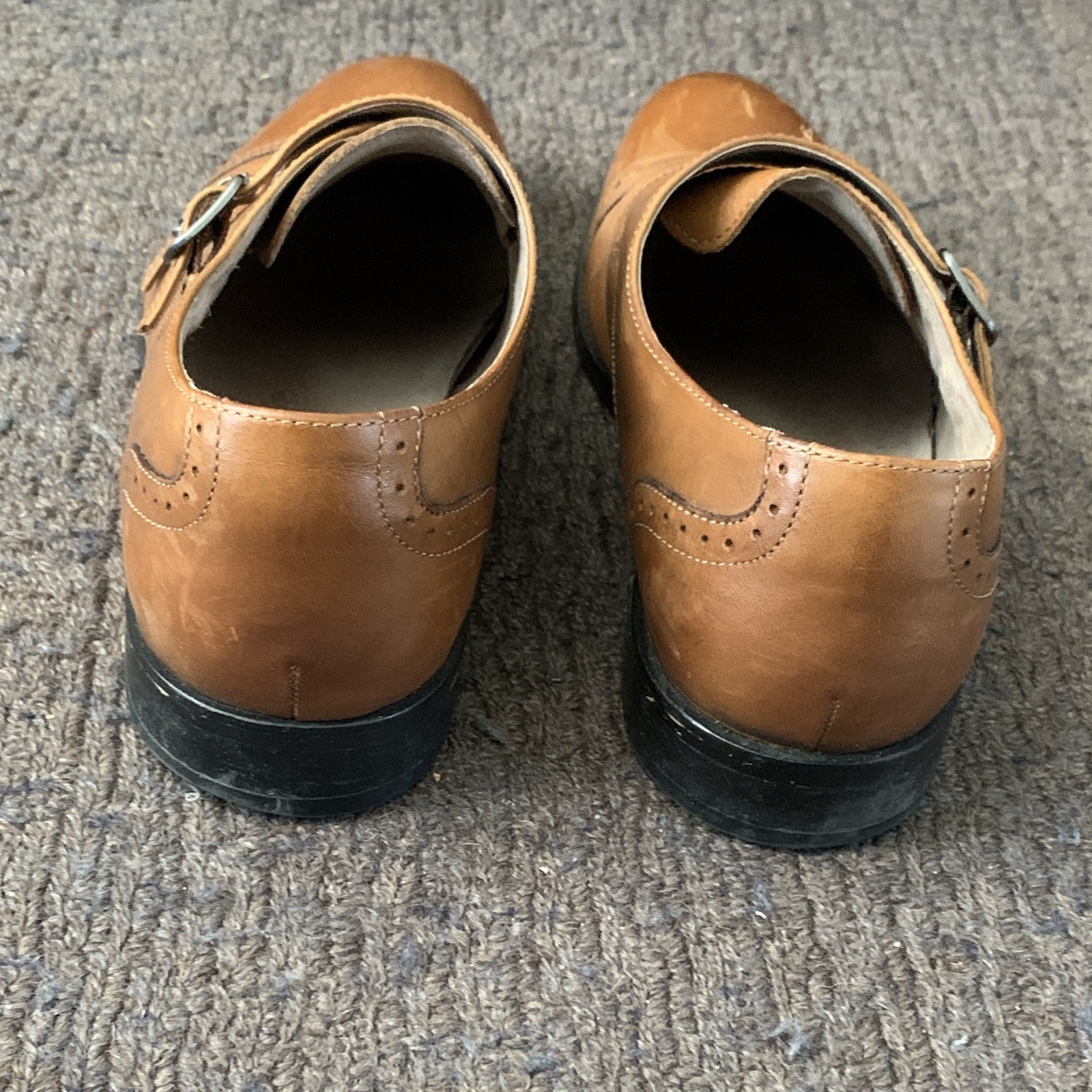 Banana Republic Men’s Brown Double Monk Strap Cap Toe Dress Shoes US 10.5