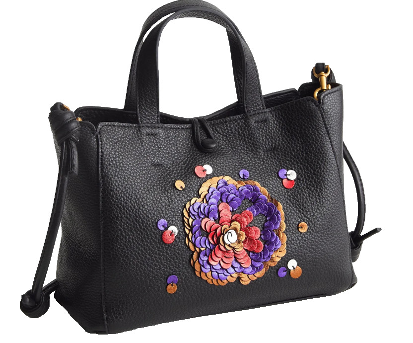 Vera Bradley Mini Hathaway Black Bossanova Bold Sequin Leather Tote, Dustbag NWT