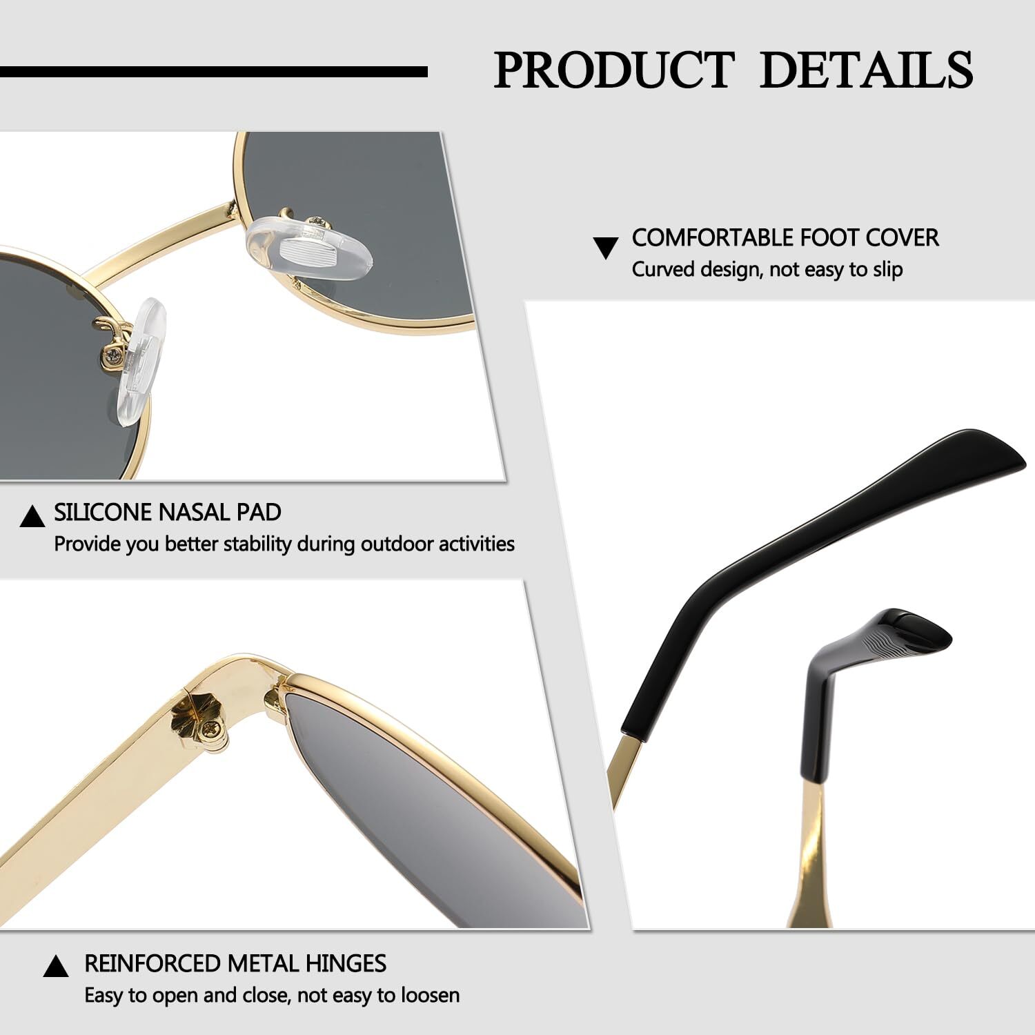 Oval Sunglasses Retro 90S Sunglasses Trendy Classic Shades Metal Frame Gold USA
