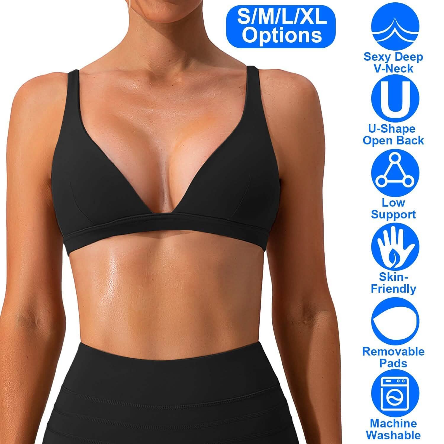 Women’s Deep V-Neck U-Shaped Back Sports Bra