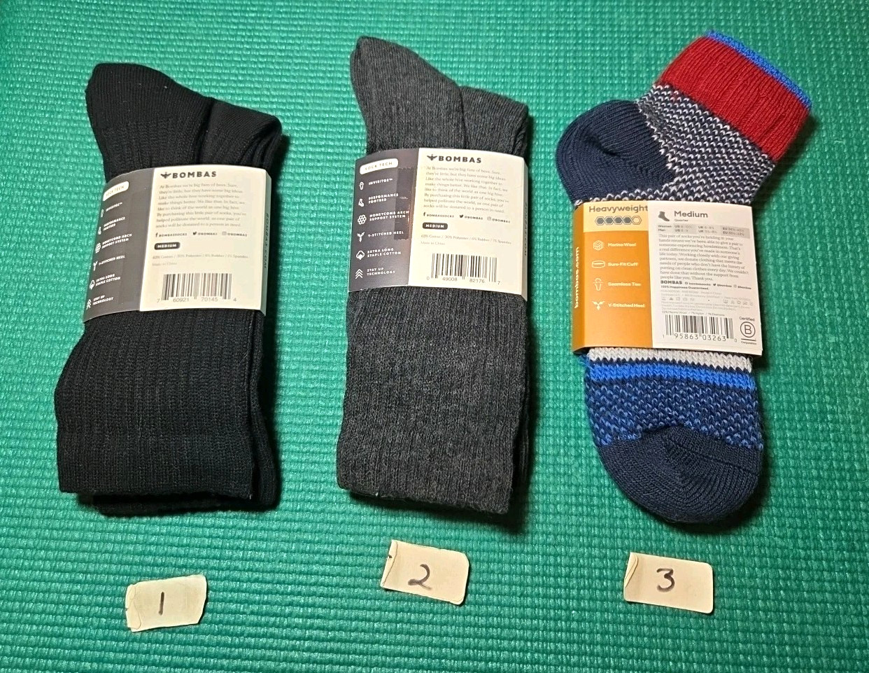 YOUR CHOICE Adults Sz Medium Black, Gray Midweight Calf/Crew Sock OR Merino Wool