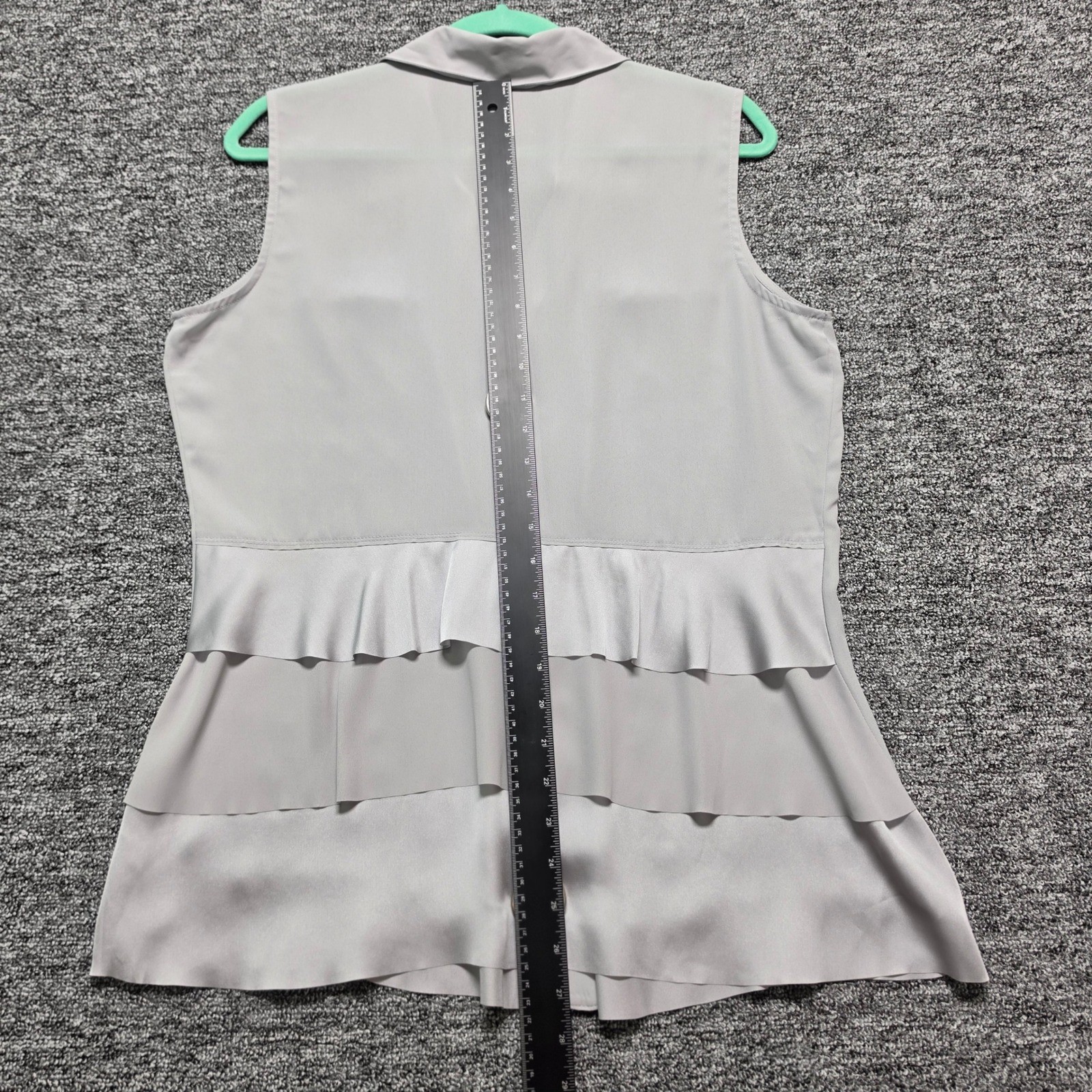 Sleeveless Blouse Alfani 12 Womens Gray Excellent Rhinestone Tiered Ruffle Back