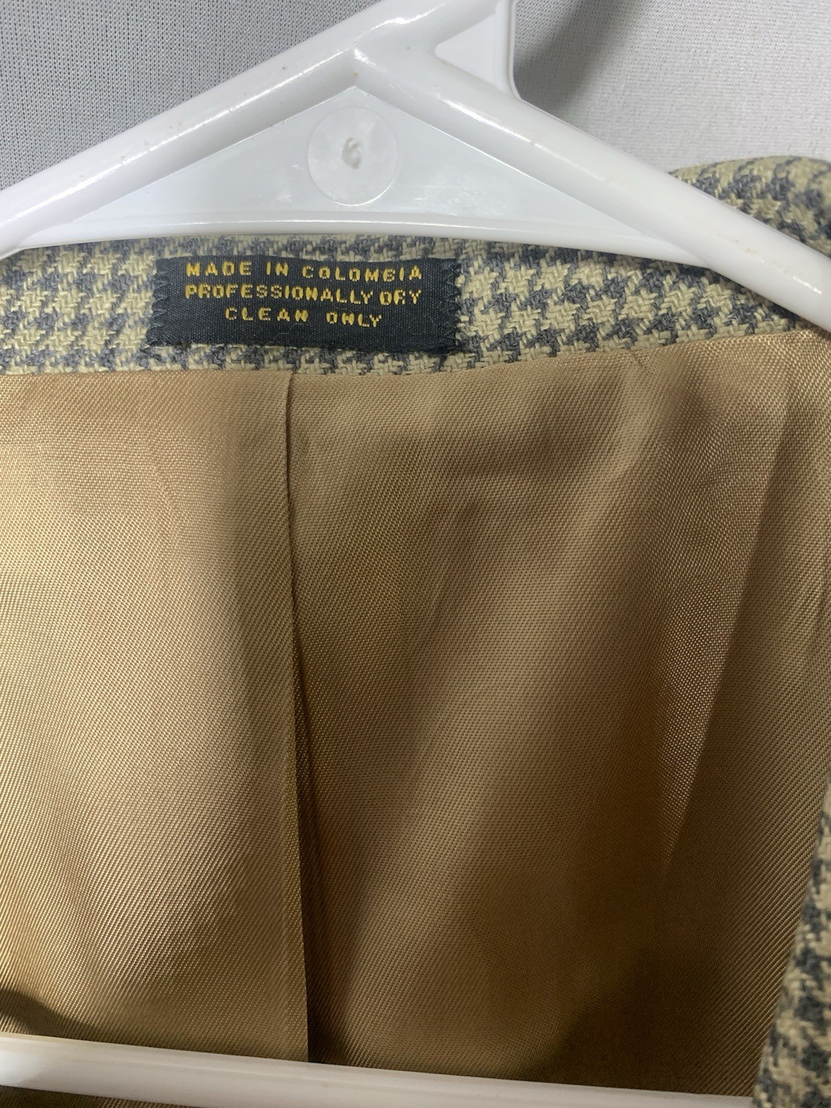 Mens Large Hounds Tooth Tan Suit Jacket Lana Moda Italy Sports Coat Blazer VTG
