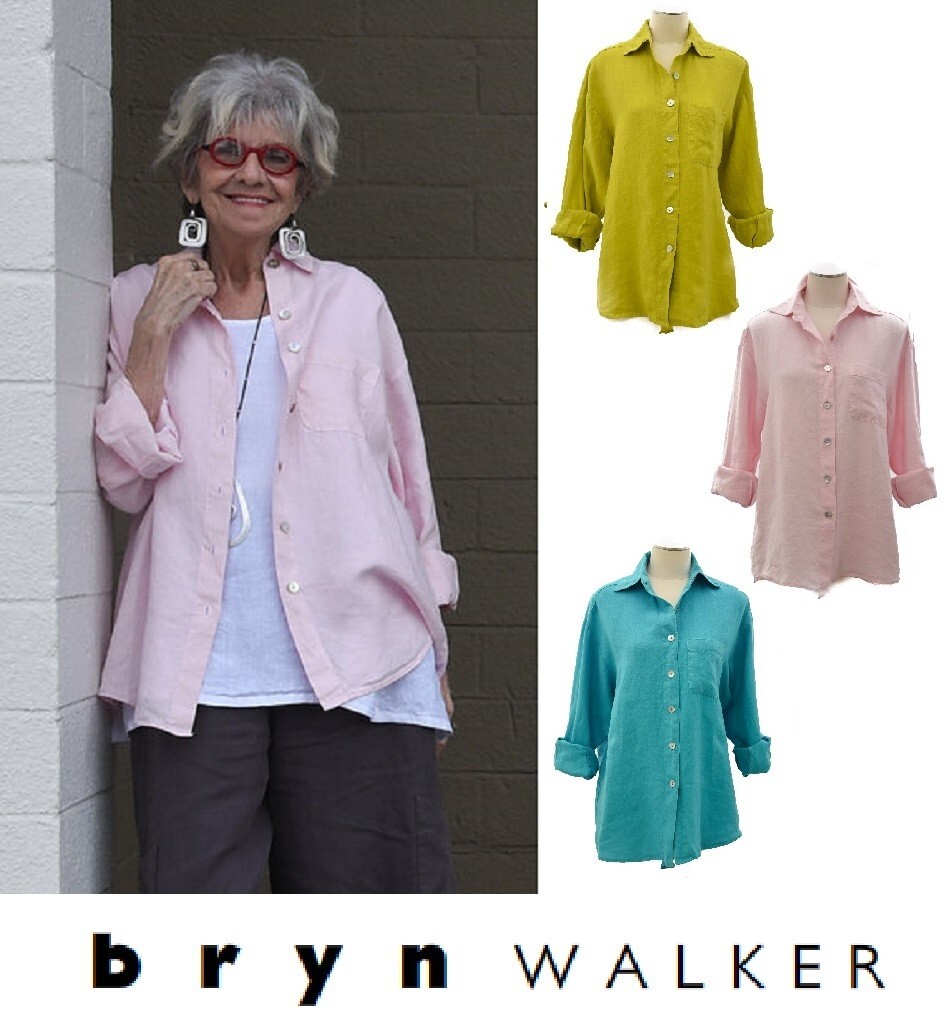 BRYN WALKER Light Linen BOYFRIEND SHIRT L-Sleeve Button Down XS S M L XL COLORS
