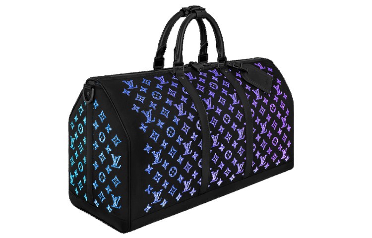 LOUIS VUITTON Keepall Led Monogram 50 Black 19.7 x 9.1 x 11.4 in