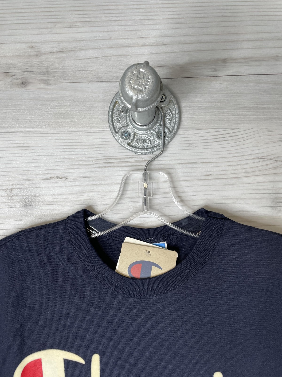 Champion Shirt Mens Small Navy Big Logo Heritage Tee Heavyweight Graphic GT19