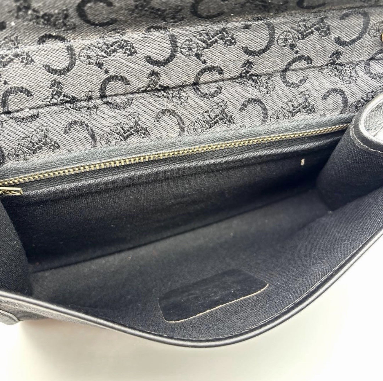 CELINE Aut Vintage C-sulky Monogram Jacquard Chain Flap Shoulder Bag