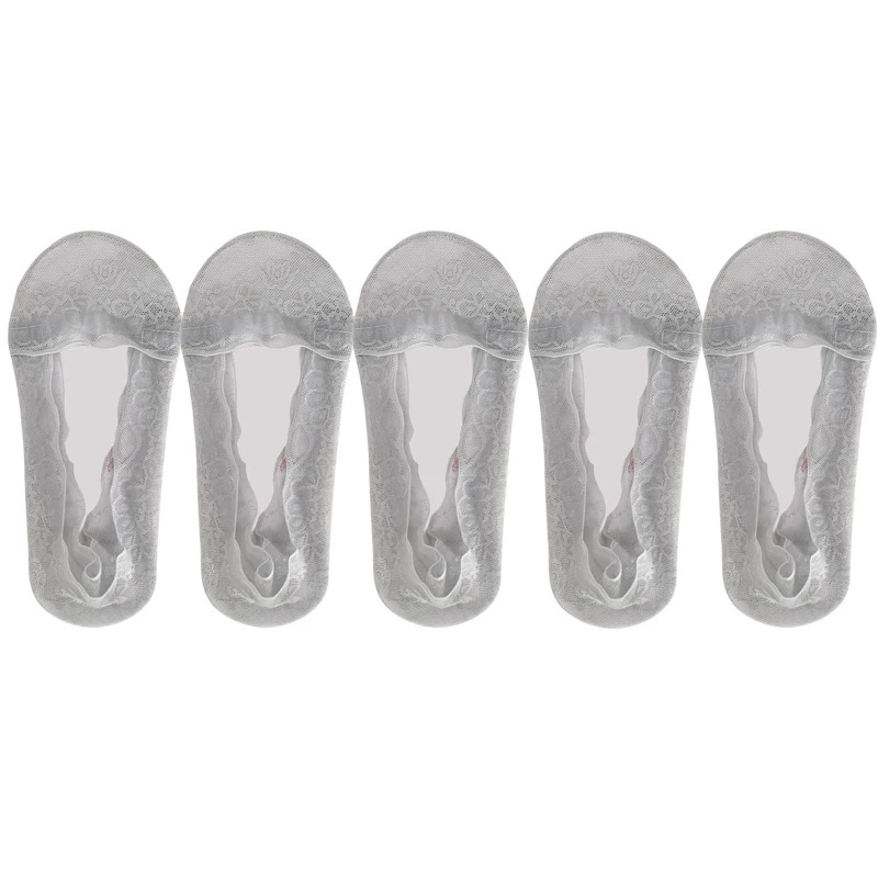 5 Pairs Crew Socks Women Lace Invisible Summer Transparent Short No-Show Ankle