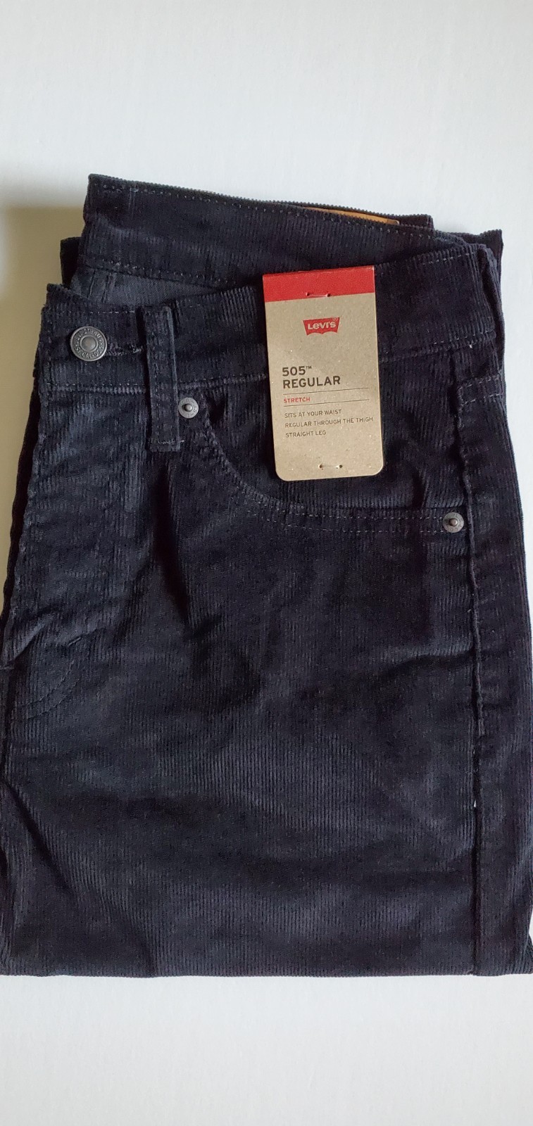 Levi’s 505 Regular-Fit Corduroy Men’s Jeans, Color: Black, Size: 30″W x 30″L