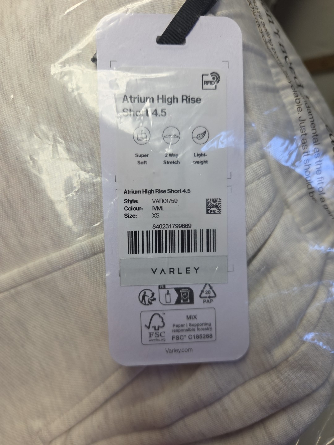 Varley Atrium High-Rise Short 4.5″ Ivory Marl Extra Small New NWT MSRP $98 XS