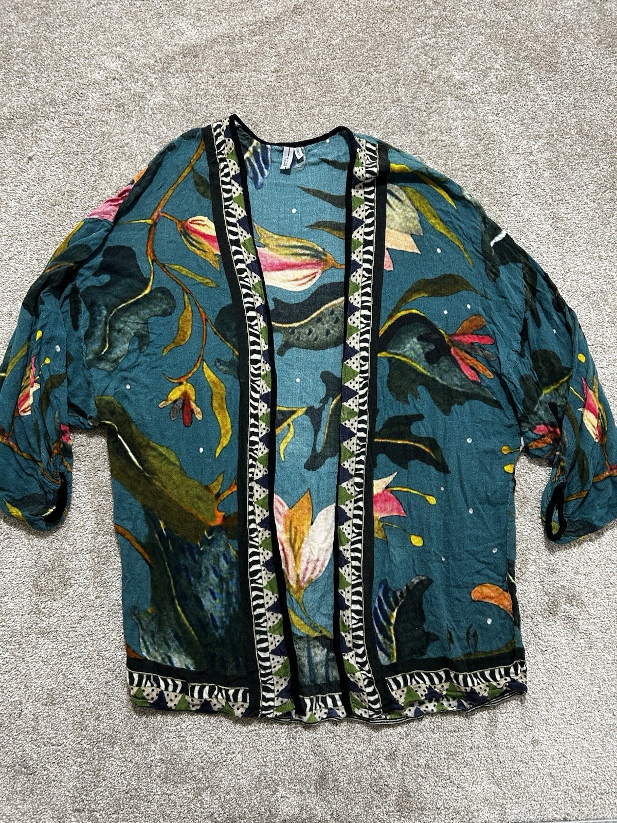 Bl^nk London Women’s OS One Side Multicolor Kimono Open Front Cardigan