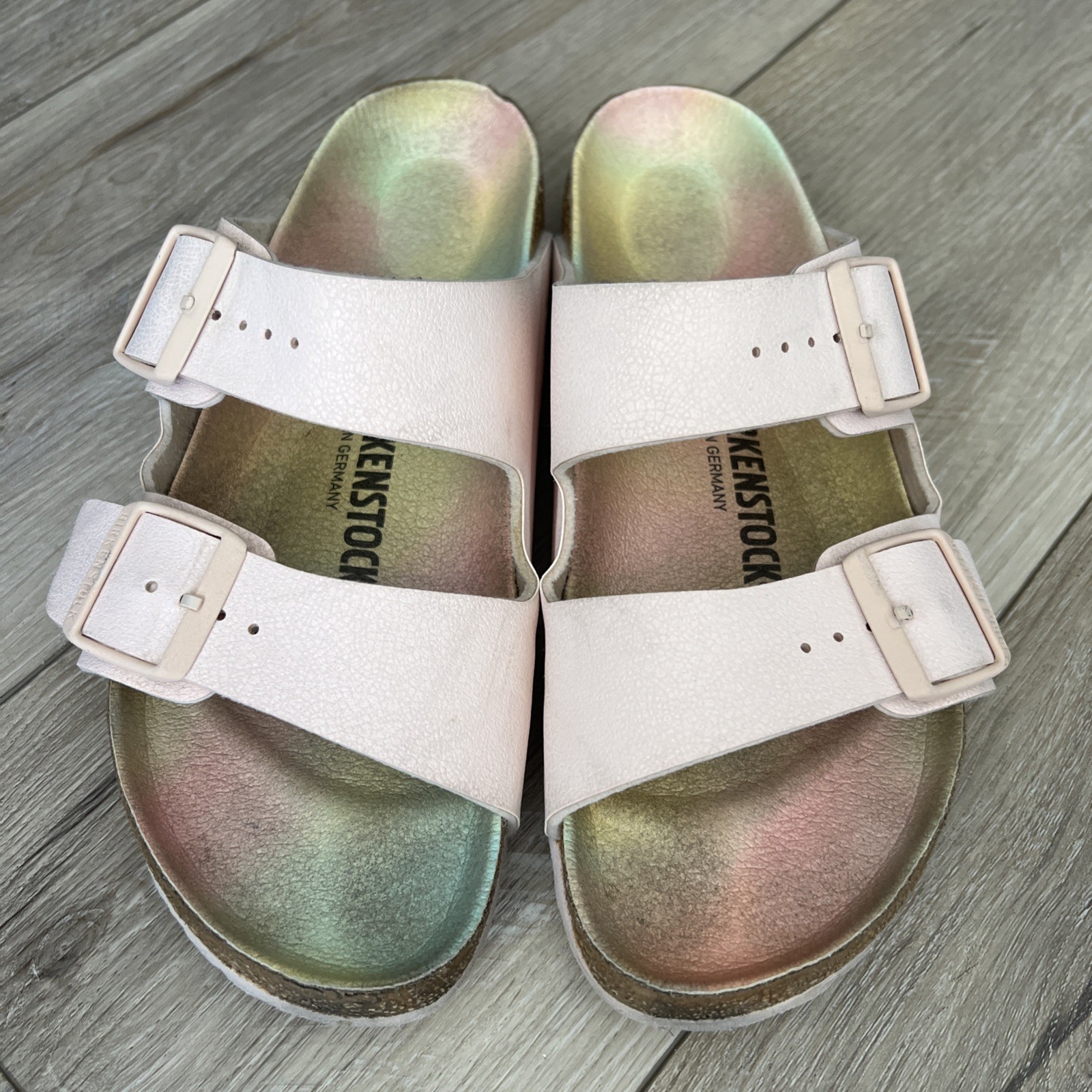 Birkenstock Arizona Vegan Sandal Slides Birko Flor Nubuck Light Rose Pink 9 N 40